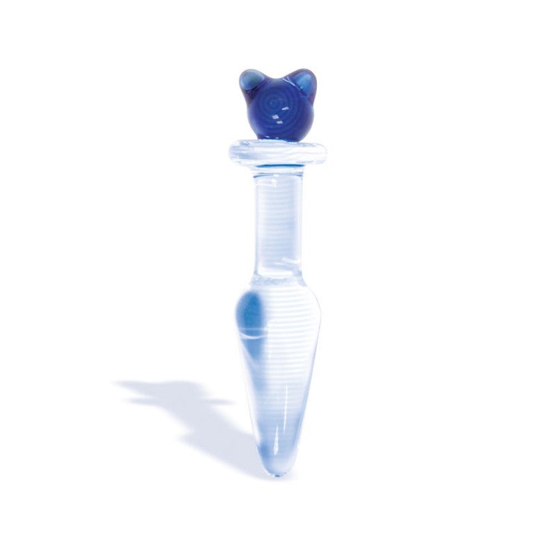 The 9's First Glass Kitty Love Butt Plug - Blue