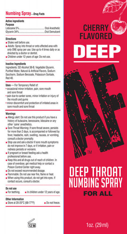 Af  Throat Numbing Spray -  Cherry - 1 Fl. Oz.