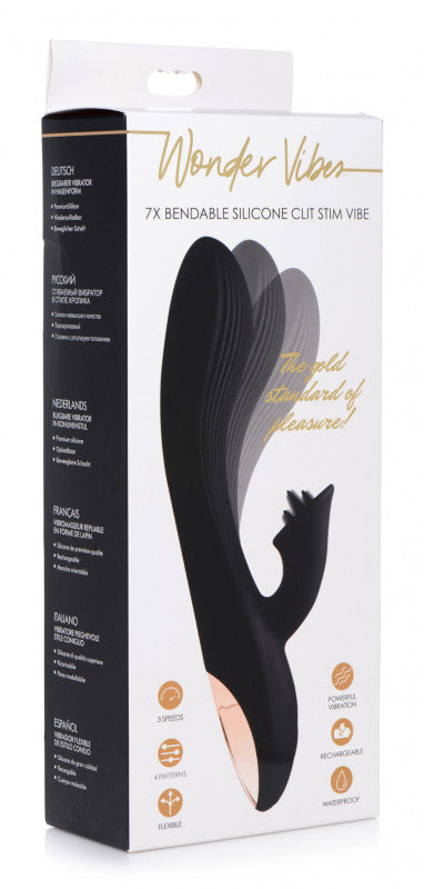 7x Bendable Silicone  Stimulating Vibrator - Black