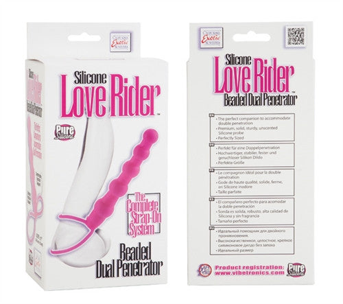 Silicone Love Rider Beaded Dual Penetrator - Pink