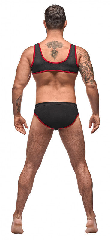Cotton Lycra Mini Tank Bikini Set - Black/red -  Medium