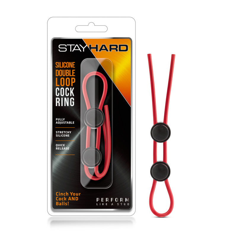 Stay Hard - Silicone Double Loop  Ring  - Red