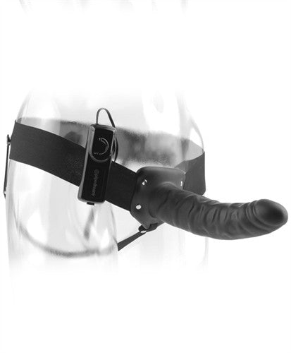 Fetish Fantasy Series 8-Inch Vibrating Hollow Strap-on - Black
