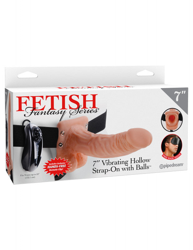 Fetish Fantasy Series - 7 Inch Vibrating Hollow Strap-on With Balls - Flesh