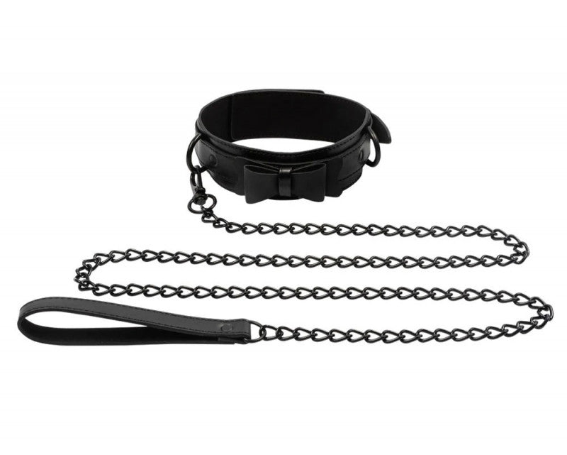 Bow Tie Collar &amp; Leash - Black