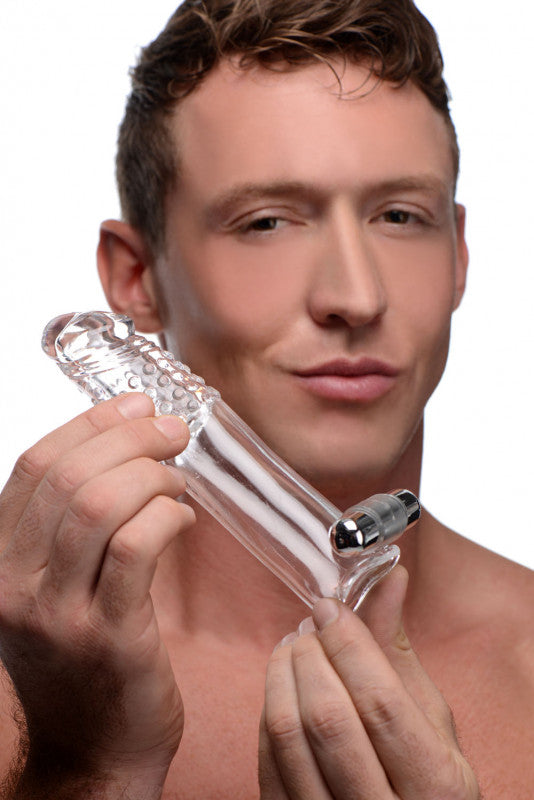 Clear Sensations  Extender Vibro Sleeve With  Bullet