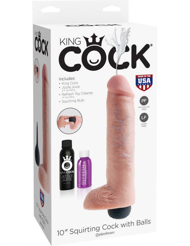 King  10 Inch Ejaculating  With Balls - Flesh