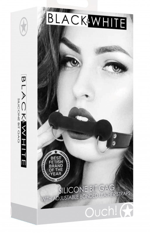 Silicone Bit Gag With Adjustable Bonded Leather  Straps - Black