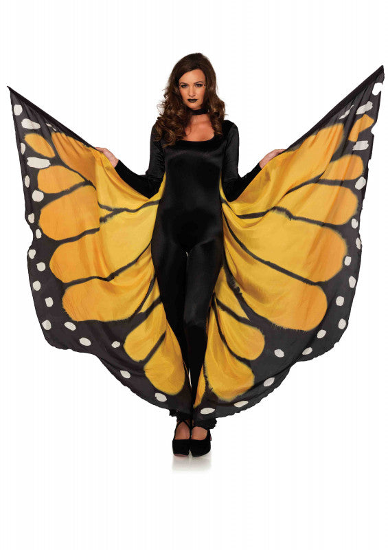 Festival Butterfly Wing Halter Cape - Orange/  Black - One Size