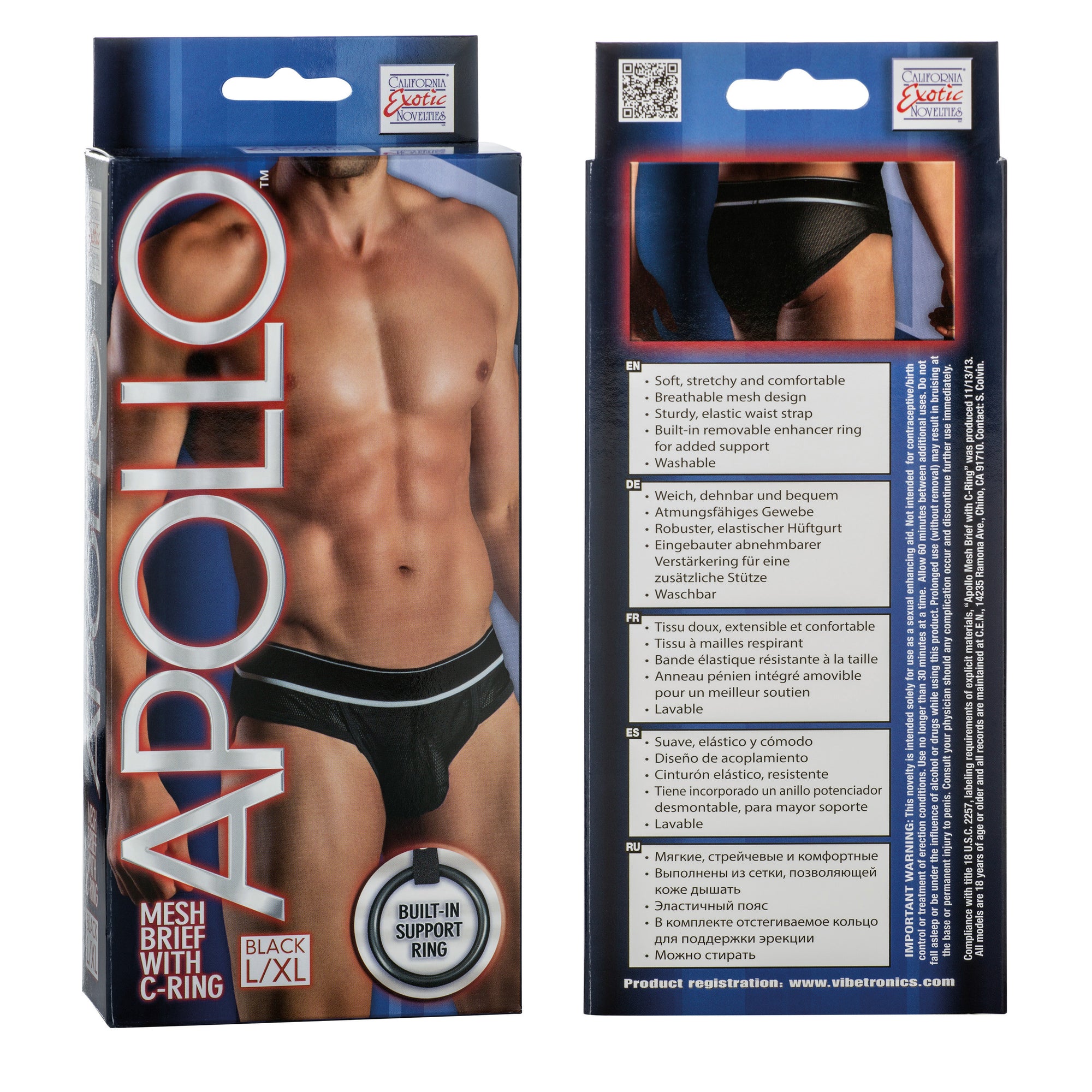 Apollo Mesh Brief With C-Ring Black - Large-Extra Large