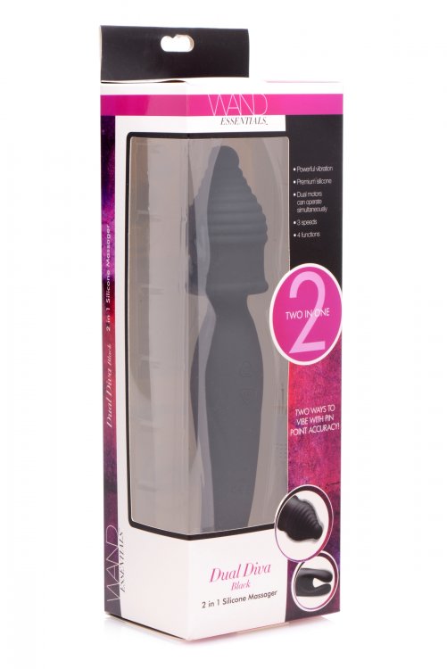 Dual Diva 2 in 1 Silicone Massager- Black