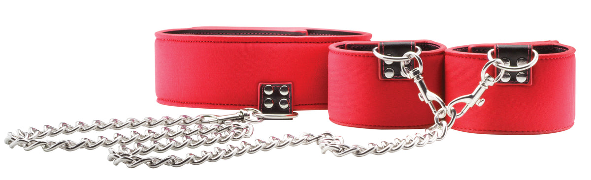 Reversible Collar and Wrist Cuffs - Red