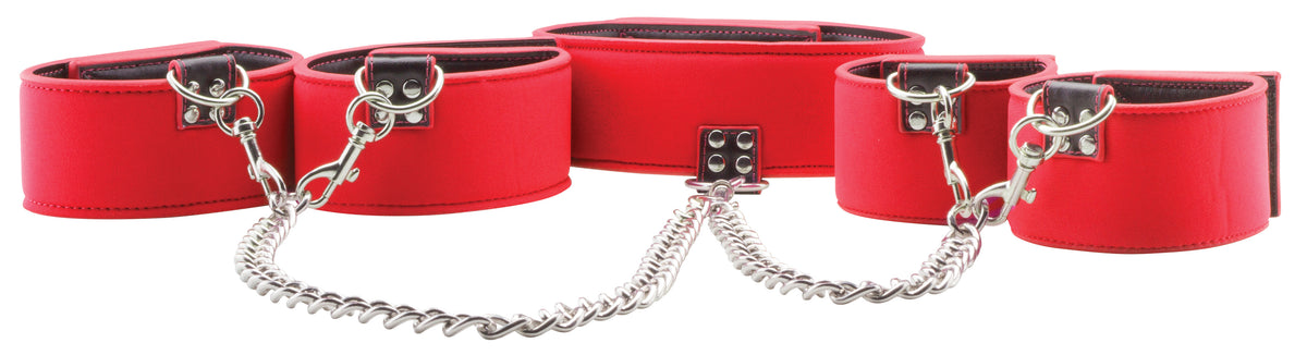 Reversible Collar With Wrist and Ankle Cuffs - Red