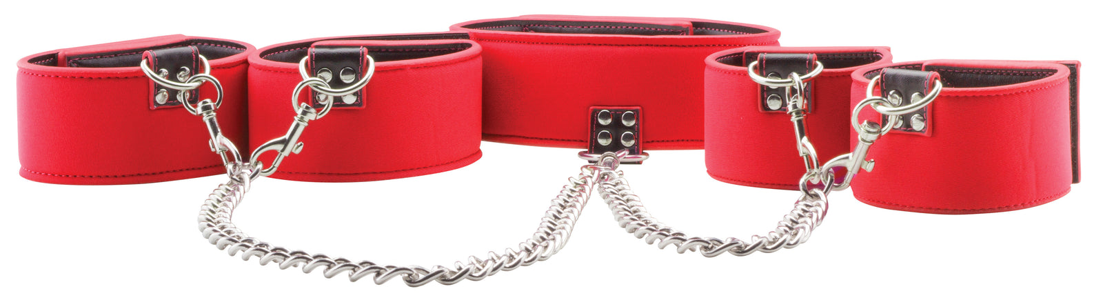 Reversible Collar With Wrist and Ankle Cuffs - Red