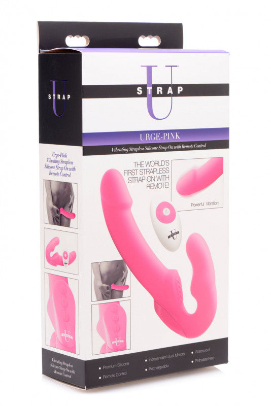 Urge Silicone Strapless Strap on With Remote - Pink