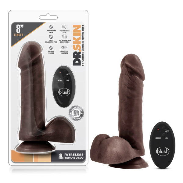 Dr. Skin- 8 Inch 10 Function Wireless Remote  - Chocolate