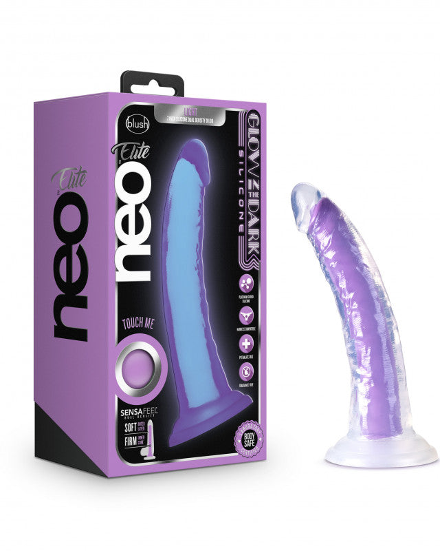 Neo Elite Glow in the Dark - Light - 7 Inch  Silicone Dual Density  - Neon Purple