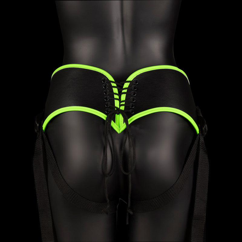 Bonded Leather Strap-on With Silicone  5.7  Inch - Glow in the Dark