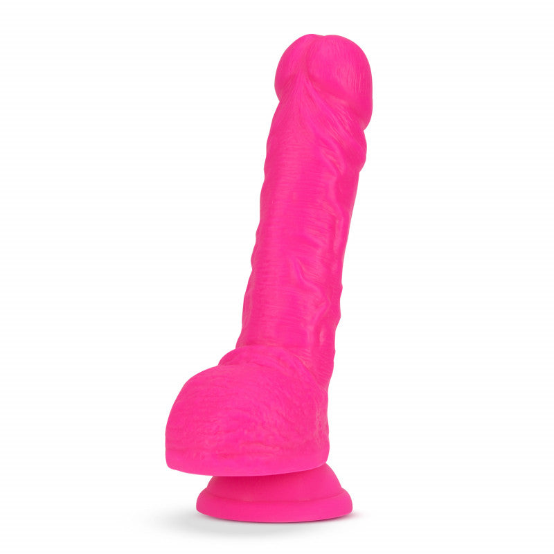 Neo Elite - 9 Inch Silicone Dual Density With Balls - Neon Pink