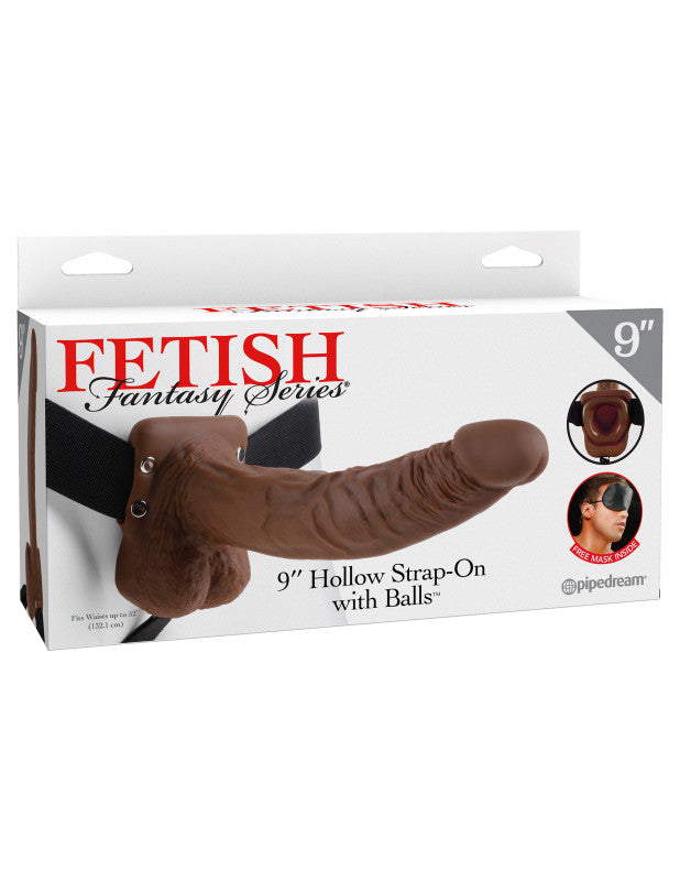 Fetish Fantasy Series 9 Inch Hollow Strap-on With Balls - Brown
