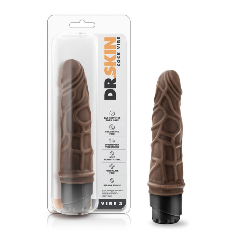 Dr. Skin - Vibe 3 - 7.25 Inch Vibrating - Chocolate