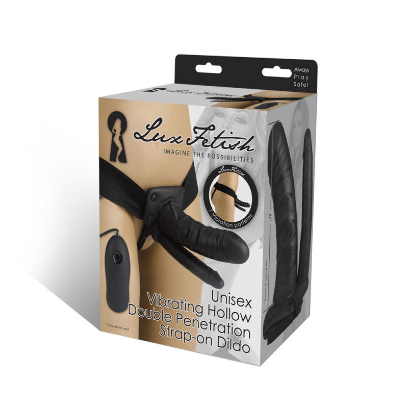 Lux Fetish Unisex Vibrating Hollow Double  Penetration Strap-on