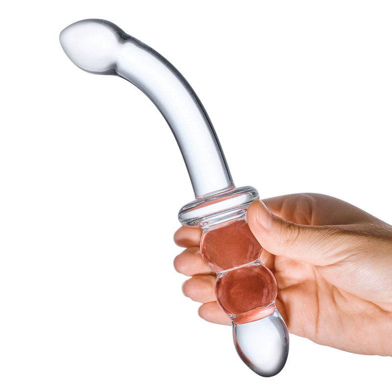 8 Inch Ribbed G-Spot Glass  - Clear