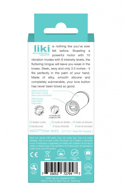 Liki Rechargeable Flicker Vibe - Tease Me Turqoise