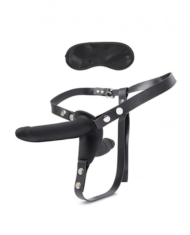 Silicone Strap on Harness  With Internal  Penetration - Black