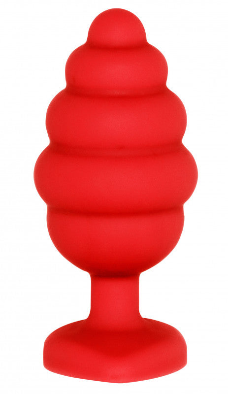 Regular Ribbed Diamond Heart Plug - Red