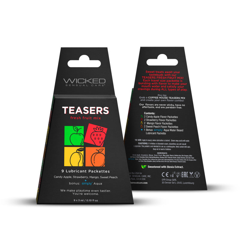 Teasers Fresh Fruit Mix - 9 Lubricant Packettes -2 Each
