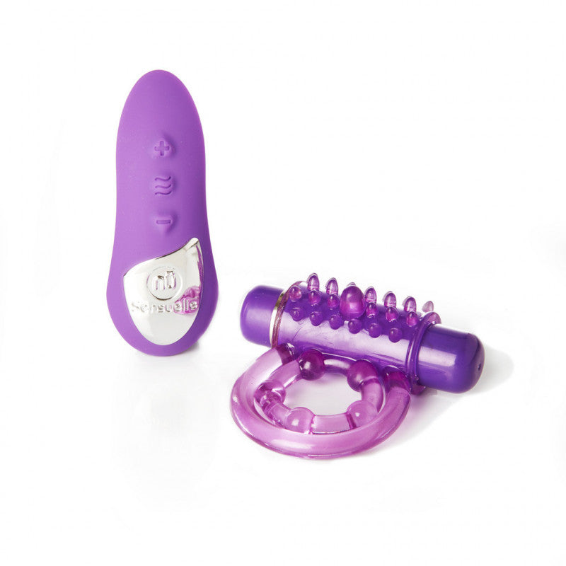 Sensuelle Remote Control 15 Function Rechargeable Bullet Ring - Purple