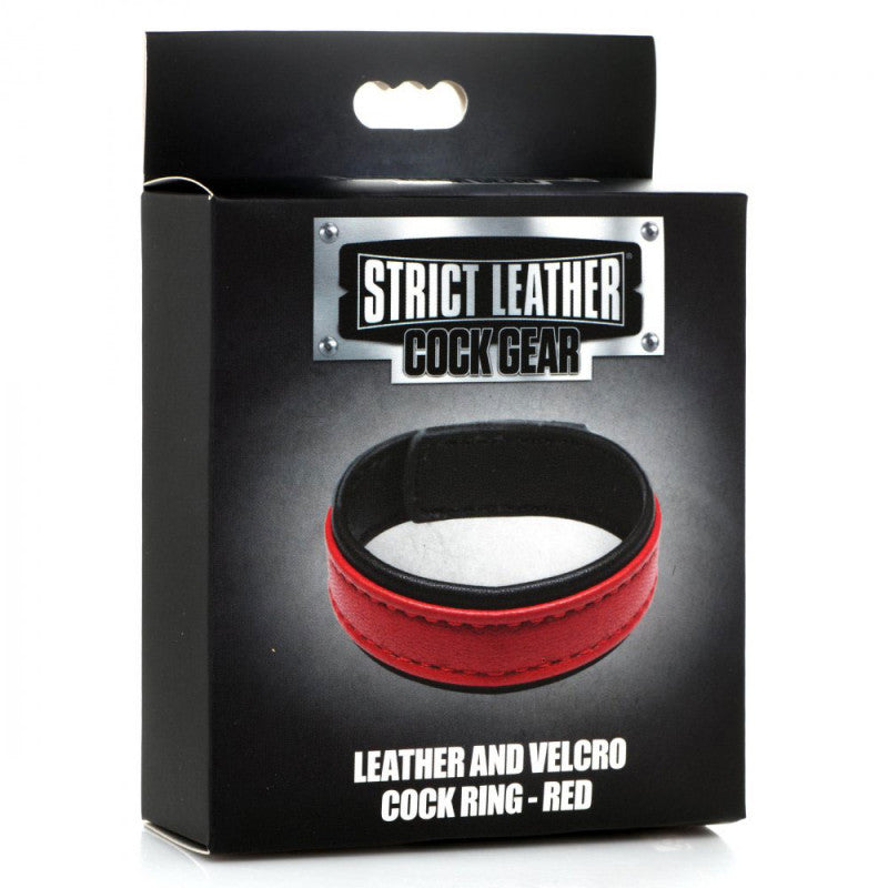 Leather and Velcro  Ring - Red