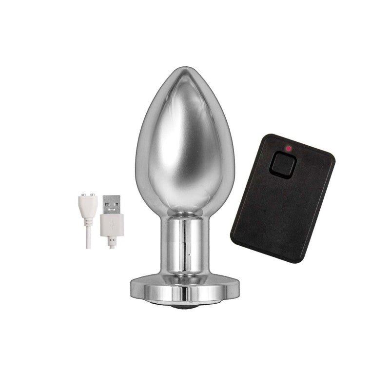 Ass-Sation Remote Vibrating Metal Plug - Silver