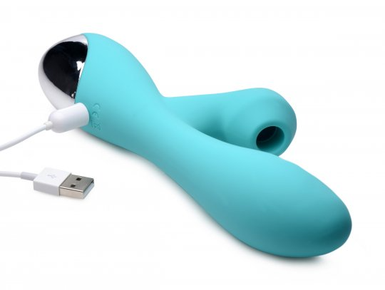 Shegasm 5 Star 10x Silicone Suction & Pulsing Rabbit - Teal