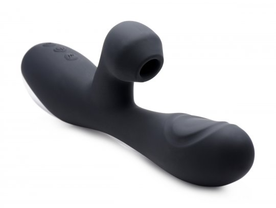 Shegasm 5 Star 10x Silicone Suction & Pulsing Rabbit - Black