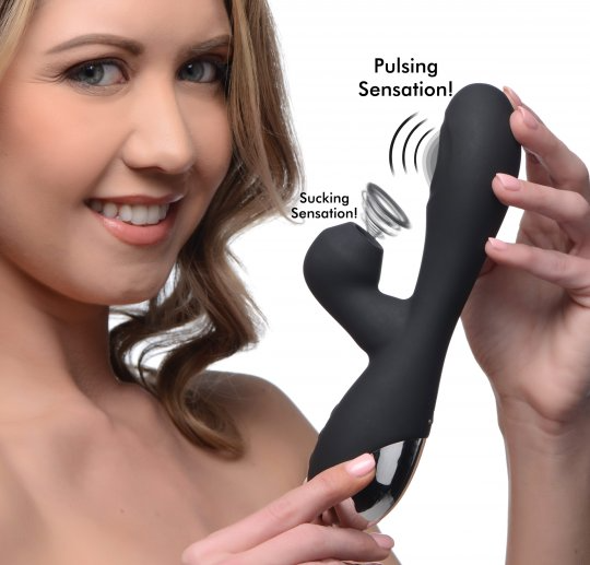 Shegasm 5 Star 10x Silicone Suction &amp; Pulsing Rabbit - Black