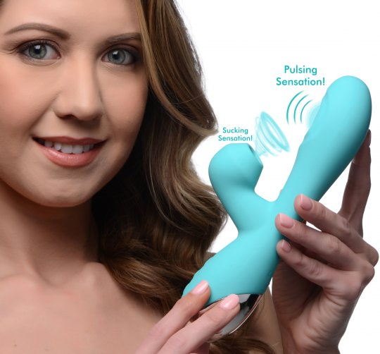Shegasm 5 Star 10x Silicone Suction & Pulsing Rabbit - Teal
