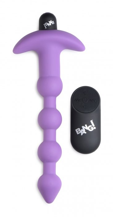Vibrating Silicone Anal Beads and Remote Control - Purple