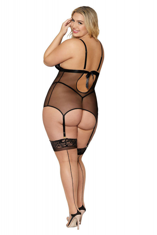 Garter Slip and G-String - Queen Size - Black