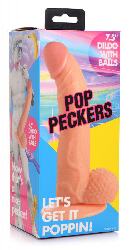 Pop Pecker 7.5 Inch  With Balls - Light