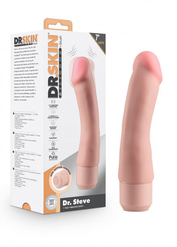 Dr. Skin Silicone  Dr. Steve - 7 Inch Vibrating  - Beige