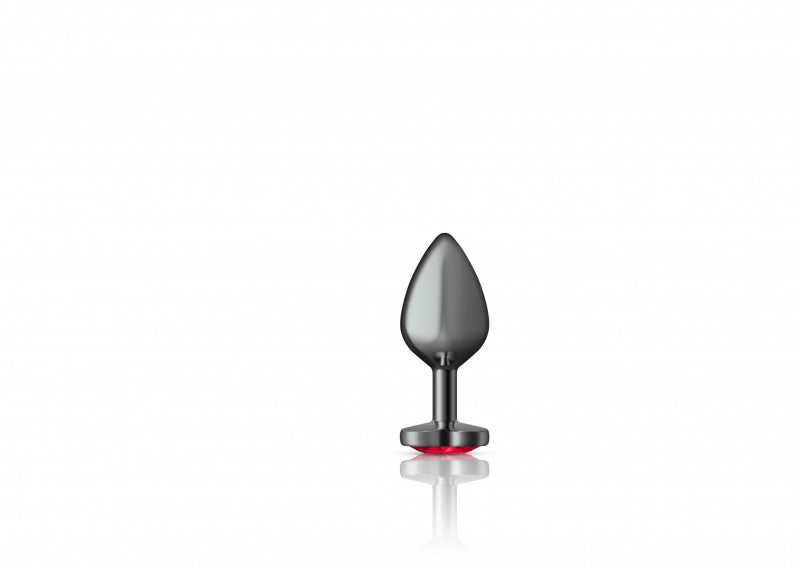 Cheeky Charms - Gunmetal Metal Butt Plug - Heart - Dark Red - Medium