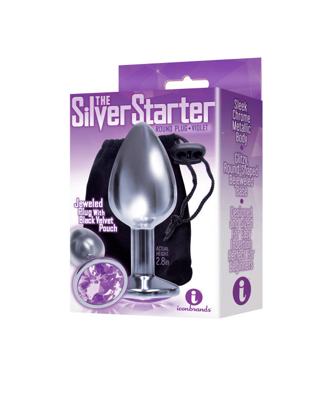 The 9&#39;s the Silver Starter Bejeweled Stainless Steel Plug - Violet