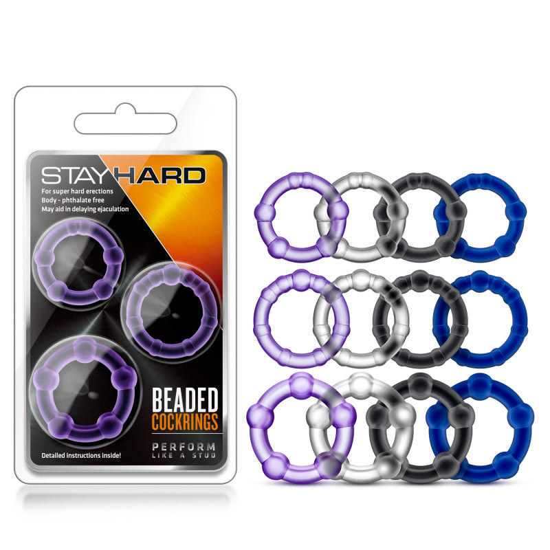 Stay  Beaded Rings - 3 Pack - Purple