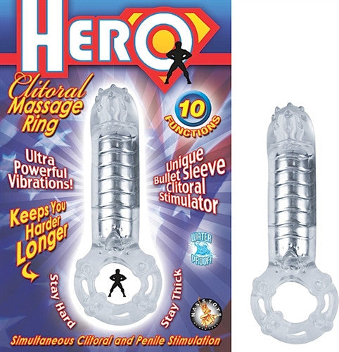 Hero Cockring and Clitoral Massager - Clear