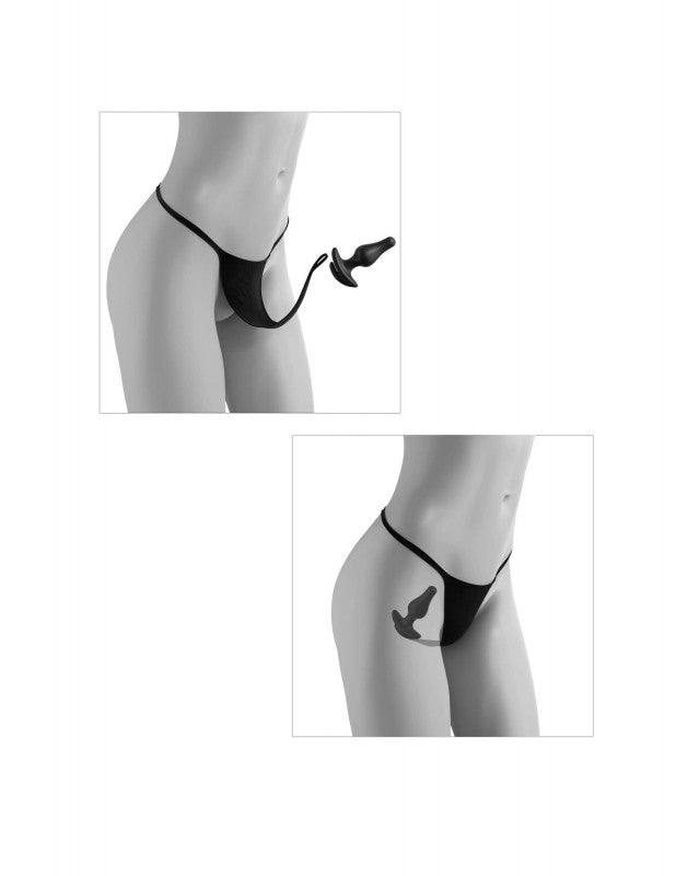 Hookup Panties Crotchless Love Garter - Black - Small - Large