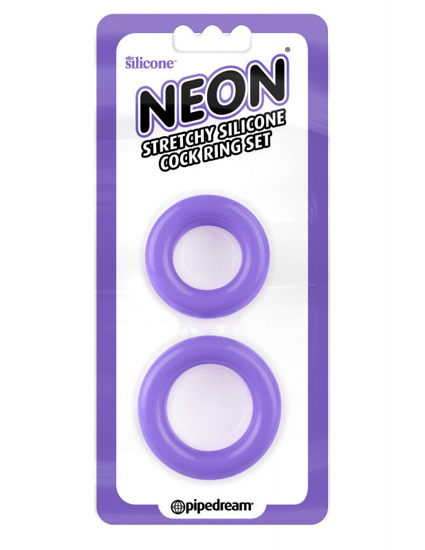 Neon Stretchy Silicone  Ring Set - Purple