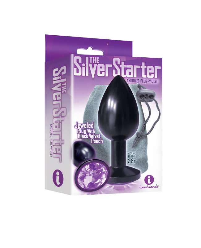 The 9&#39;s the Silver Starter Anodized Bejeweled Stainless Steel Plug - Violet