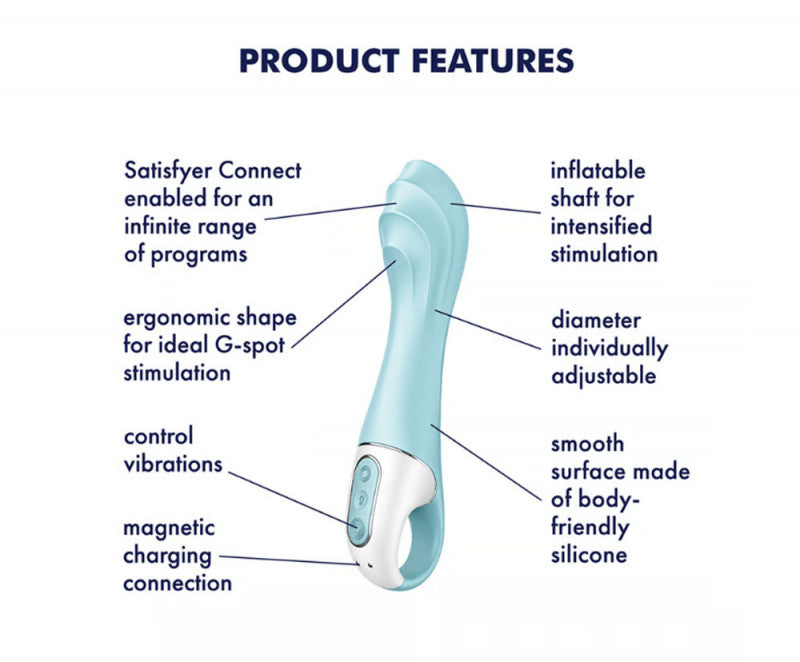 Satisfyer Air Pump Vibrator 5 Plus Inflatable  G-Spot Vibrator - Blue